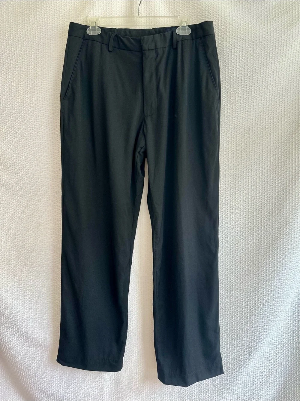 Banana Republic Men's 35x32 Black 100% Wool Flat Front Dress Pants Straight Leg